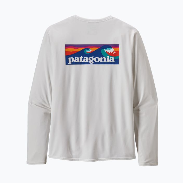 Pánské tričko Patagonia Cap Cool Daily Graphic-Waters LS boardshort logo/bílý trekkingový dlouhý rukáv 9
