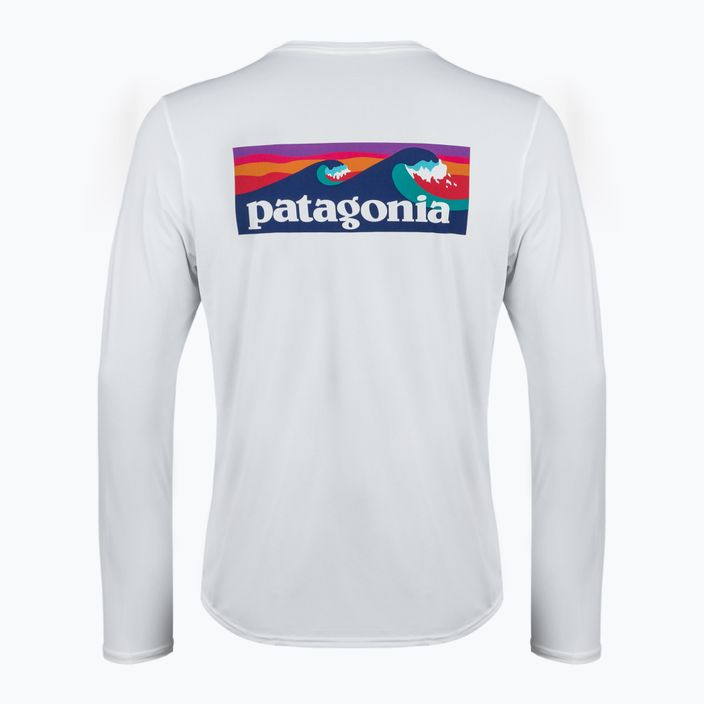 Pánské tričko Patagonia Cap Cool Daily Graphic-Waters LS boardshort logo/bílý trekkingový dlouhý rukáv 4