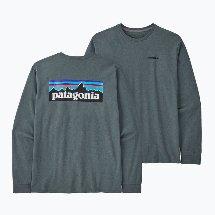 Pánské trekové tričko longsleeve Patagonia P-6 Logo Responsibili nouveau green 3