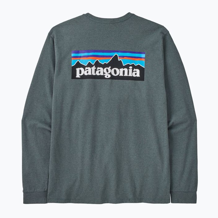 Pánské trekové tričko longsleeve Patagonia P-6 Logo Responsibili nouveau green 5