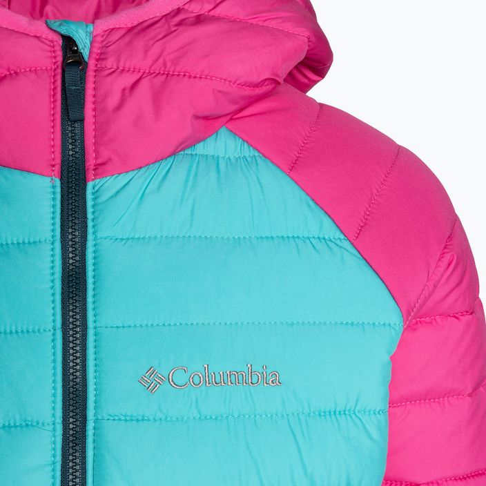 Dětská péřová bunda Columbia Powder Lite s kapucí geyser/pink ice 3