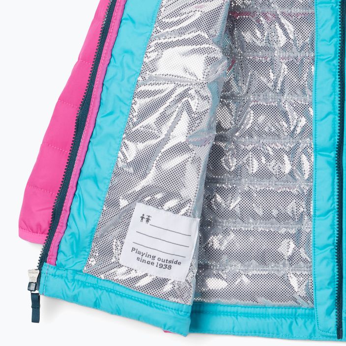 Dětská péřová bunda Columbia Powder Lite s kapucí geyser/pink ice 7