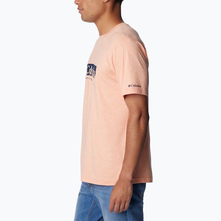 Pánské trekové tričko  Columbia Kwick Hike Graphic SS apricot fizz/csc box treeline 4