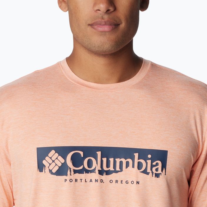 Pánské trekové tričko  Columbia Kwick Hike Graphic SS apricot fizz/csc box treeline 5