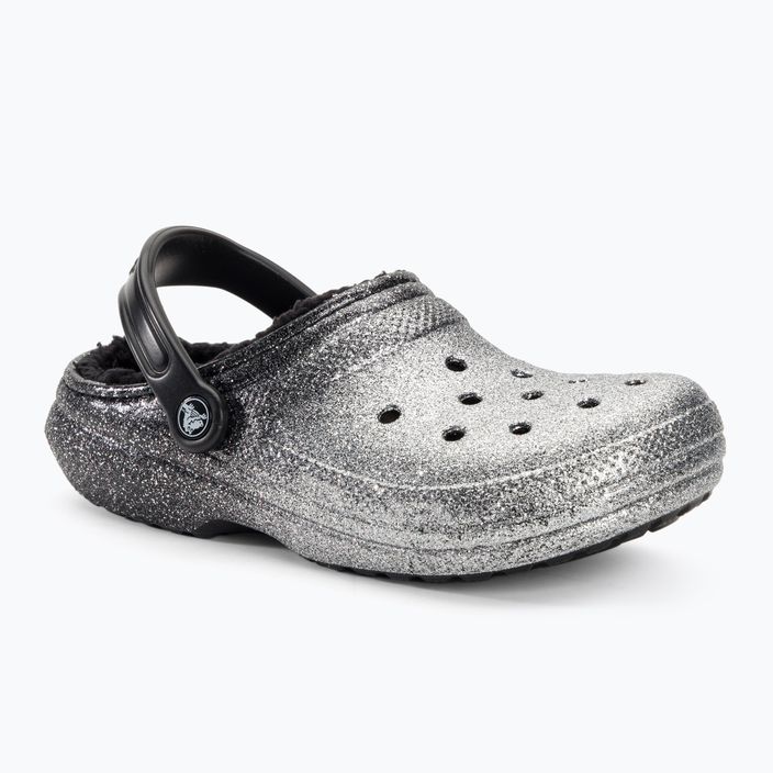 Žabky Crocs Classic Glitter Lined Clog black/silver 2