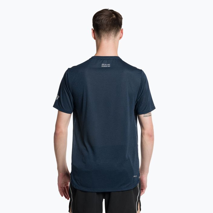 Pánské běžecké tričko New Balance Top Printed Impact Run SS tmavě modré NBMT21277NML 3