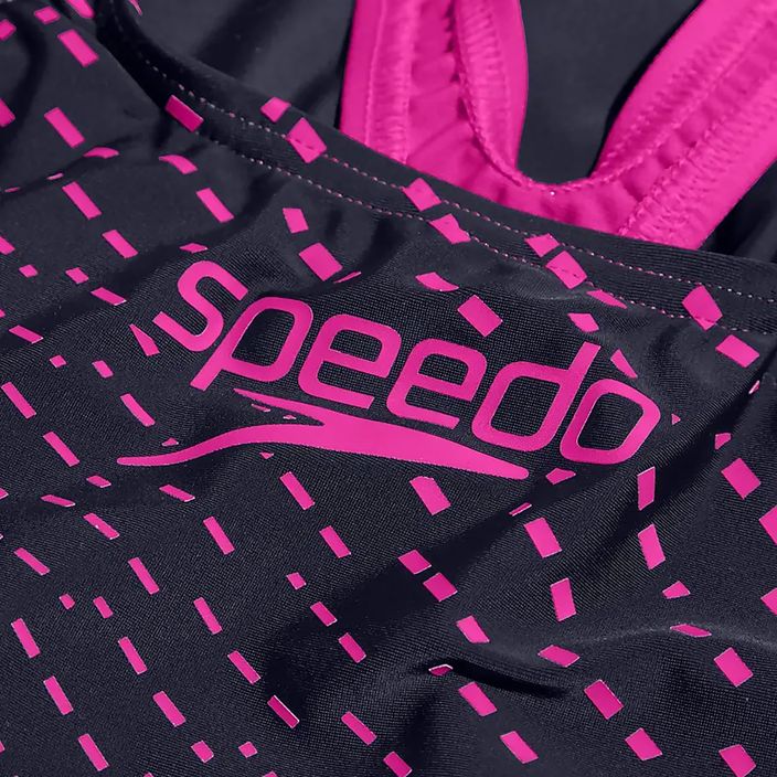 Dětské jednodílné plavky Speedo Medley Logo Medalist námořnická/růžová barva 5