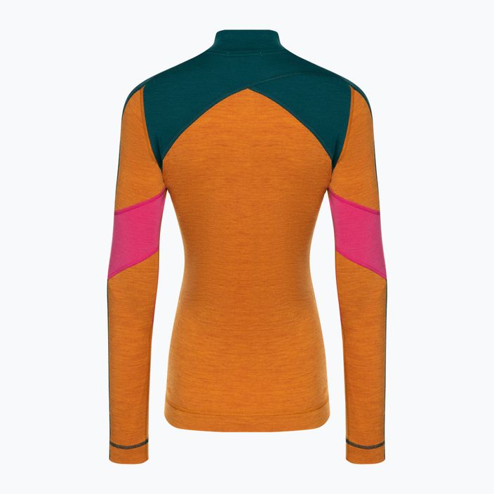 Dámské termo tričko longsleeve Smartwool Merino Baselayer Colorblock 1/4 Zip Boxed marmalade 4