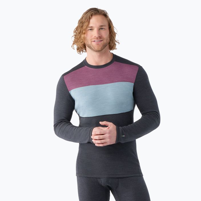 Pánské termo tričko longsleeve  Smartwool Thermal Merino Baselayer Colorblock Crew Boxed charcoal