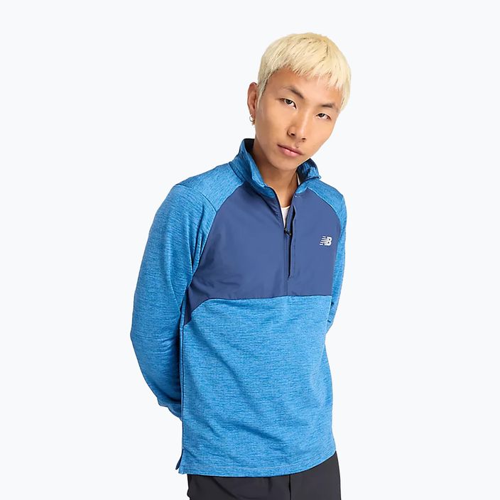 Pánské běžecké tričko Longsleeve  New Balance Athletics Heat Grid 1/2 Zip heron blue