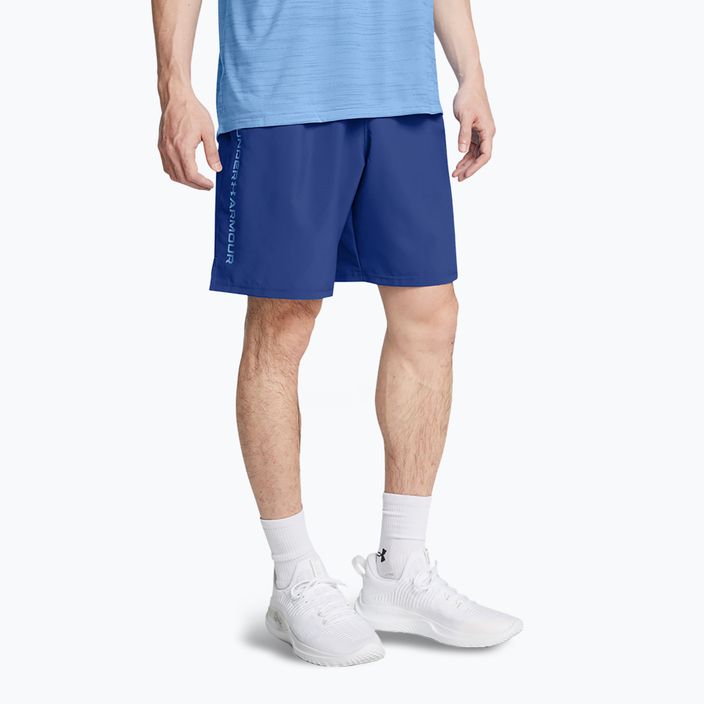 Pánské tréninkové šortky Under Armour Woven Wordmark tech blue/horizon blue