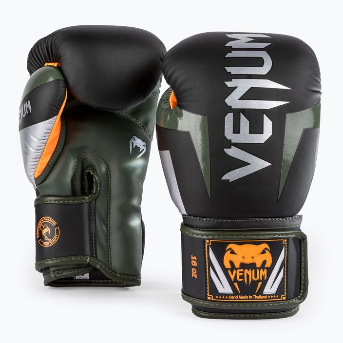Boxerské rukavice  Venum Elite black/silver/kaki 5