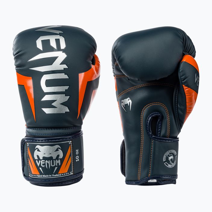 Boxerské rukavice  Venum Elite navy/silver/orange 3