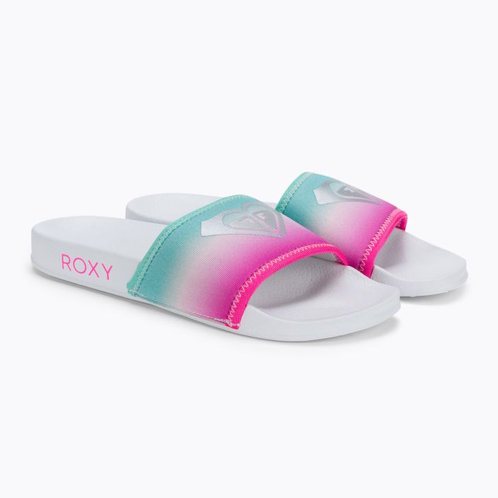 Dětské žabky ROXY Slippy Neo G 2021 white/crazy pink/turquoise 5
