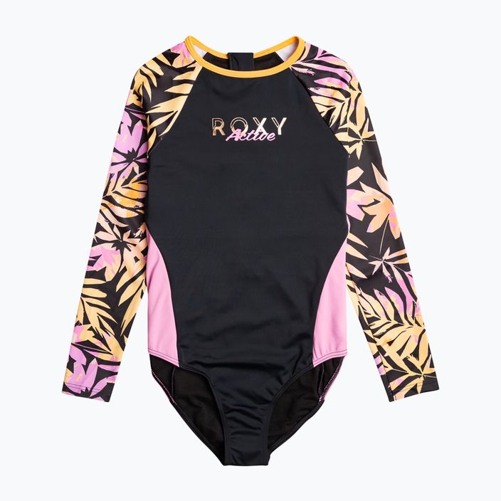 ROXY Active Joy dětské plavecké body antracitové zebra jungle girl