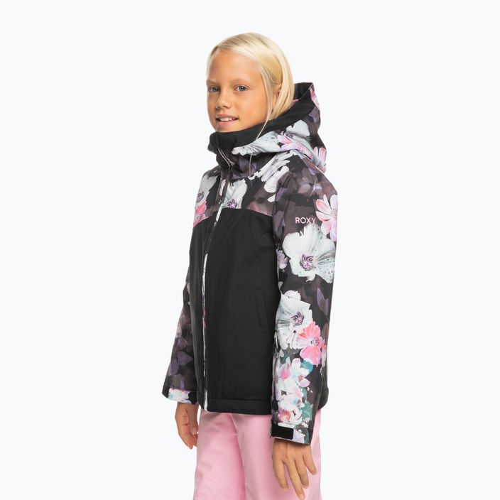 Dětská snowboardová bunda ROXY Greywood Girl true black blurry flower 2