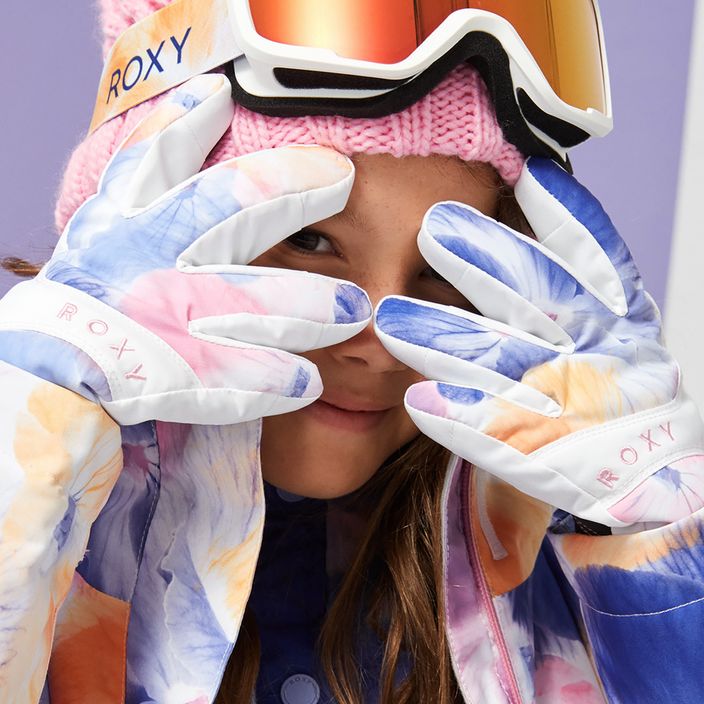 Dětské snowboardové rukavice ROXY Jetty Girl bright white pansy rg 3