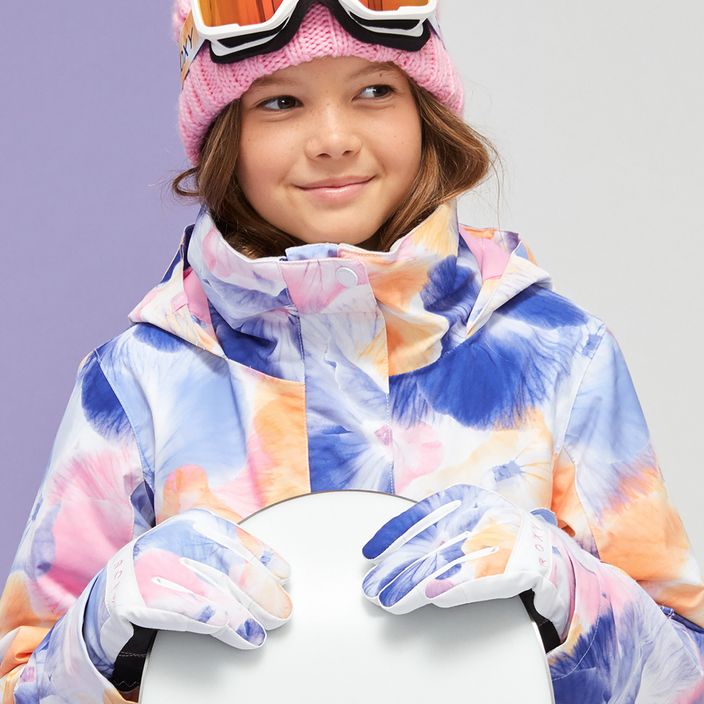 Dětské snowboardové rukavice ROXY Jetty Girl bright white pansy rg 4