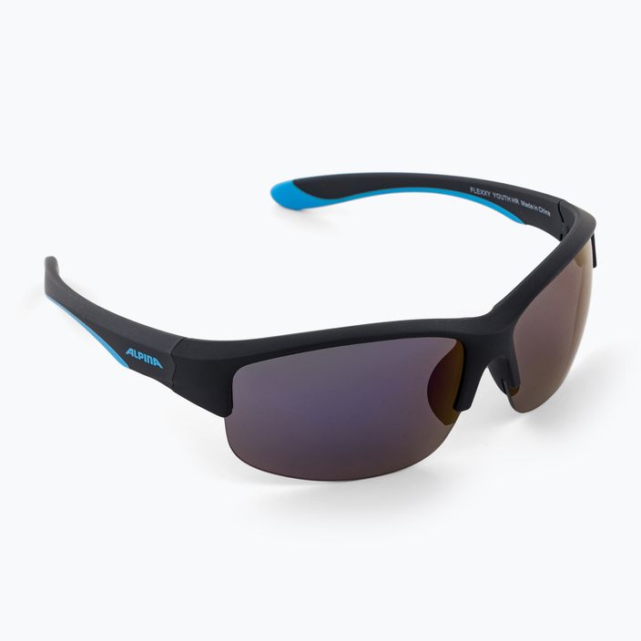 Sluneční brýle dziecięce Alpina Junior Flexxy Youth HR black blue matt/blue mirror