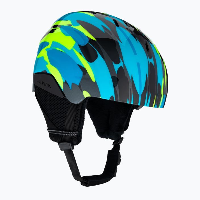 Dětská lyžařská helma Alpina Pizi neonově modrá/zelená lesklá