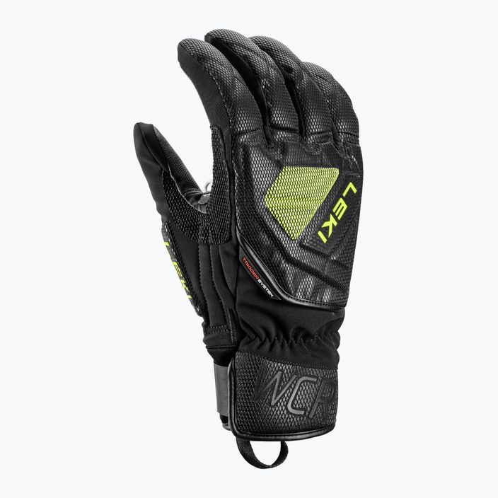 Pánské lyžařské rukavice LEKI WCR C-Tech 3D black ice/lemon 5