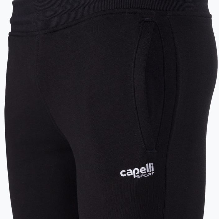 Capelli Basics Youth Tapered French Terry fotbalové kalhoty černá/bílá 3