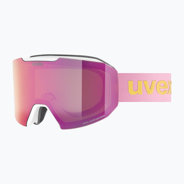 UVEX Evidnt Attract We CV S2 lyžařské brýle white matt/mirror rose/contr green/clear 6