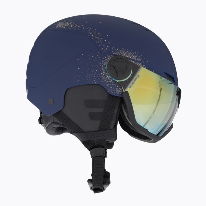 Dámská lyžařská helma UVEX Wanted Visor WE fleece sparkles/gold matt/mirror gold smoke 5
