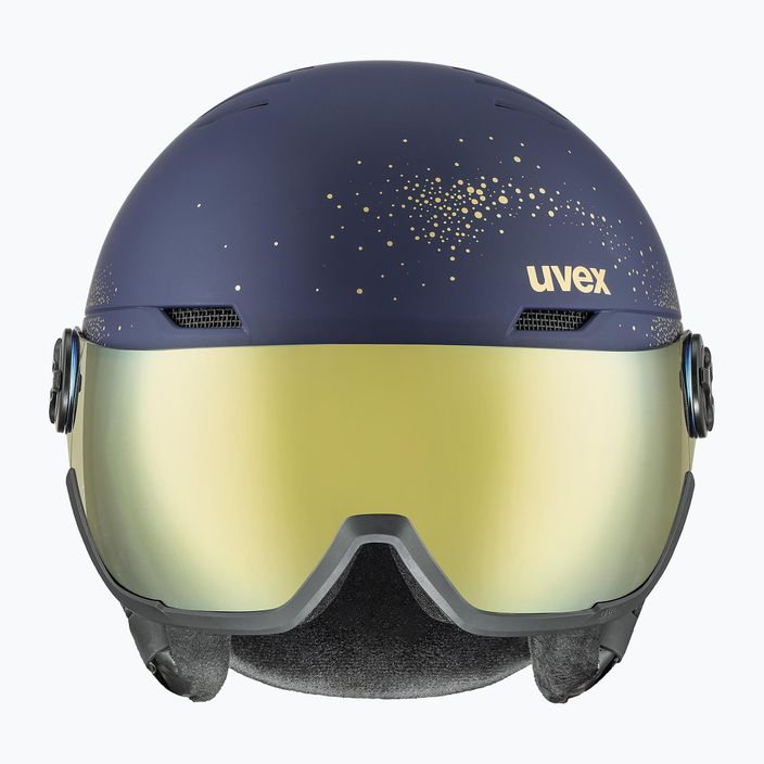 Dámská lyžařská helma UVEX Wanted Visor WE fleece sparkles/gold matt/mirror gold smoke 7