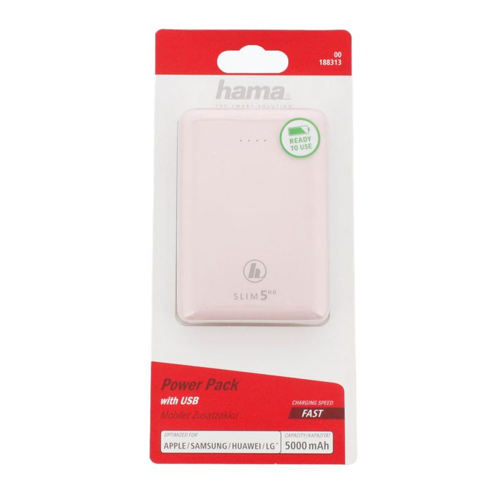 Powerbanka Hama Slim 5HD Power Pack 5000 mAh růžová 1883130000 2