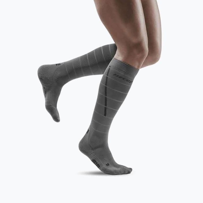 Kompresní běžecké ponožky pánské CEP Reflective šedé WP502Z 4