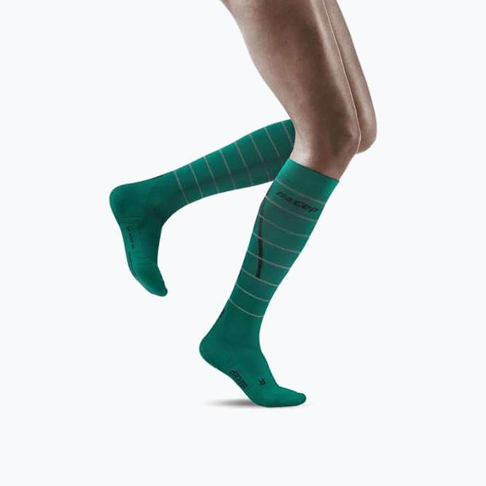 Kompresní běžecké ponožky dámské CEP Reflective zelené WP40GZ 4