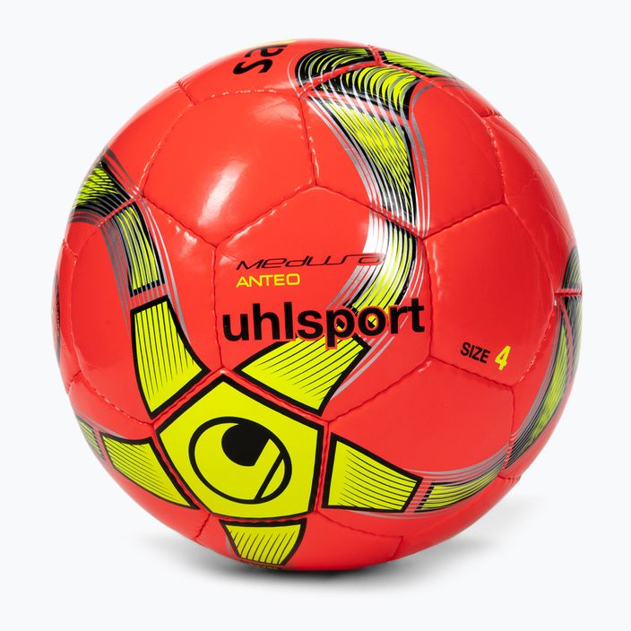 Futsalový míč Uhlsport Medusa Anteo neonový červený/neonový žlutý/černý velikost 4