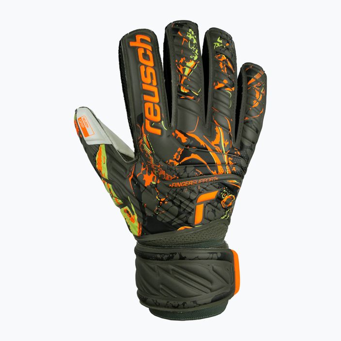 Brankářské rukavice Reusch Attrakt Grip Finger Support zeleno-oranžové 5370010-5556 5