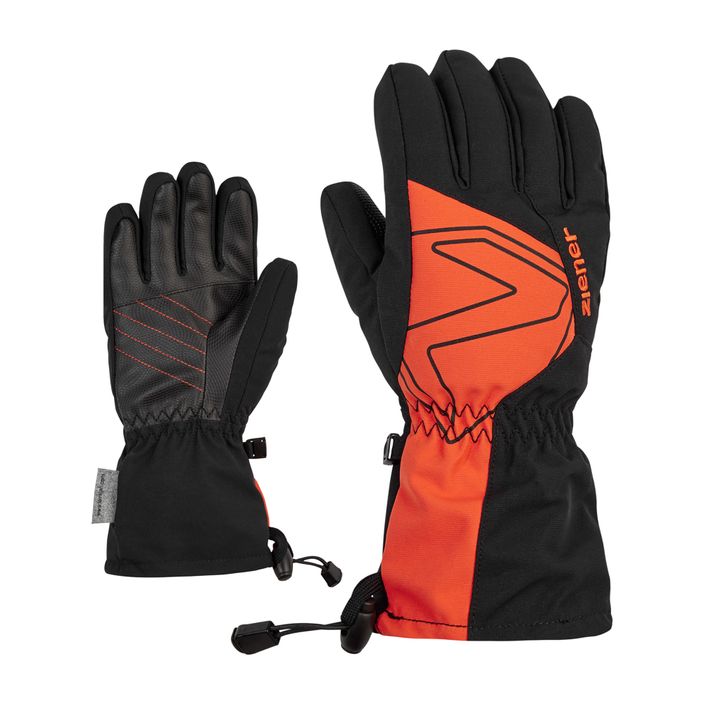 Dětské lyžařské rukavice ZIENER Laval AS AW černé, oranžové, hořlavé 2