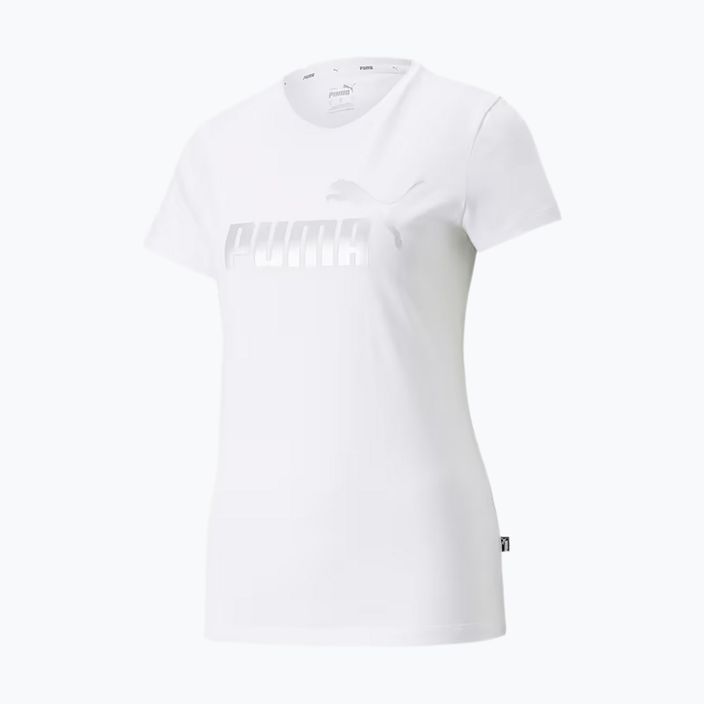 Dámské tričko  PUMA ESS+ Metallic Logo Tee puma white/silver metallic