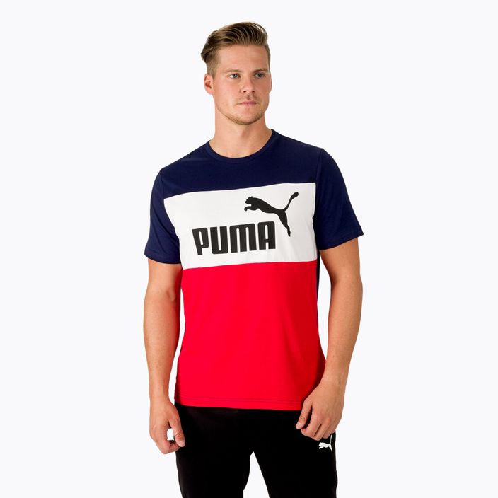 Pánské tréninkové tričko PUMA ESS+ Colorblock Tee tmavě modro-červené 848770_06