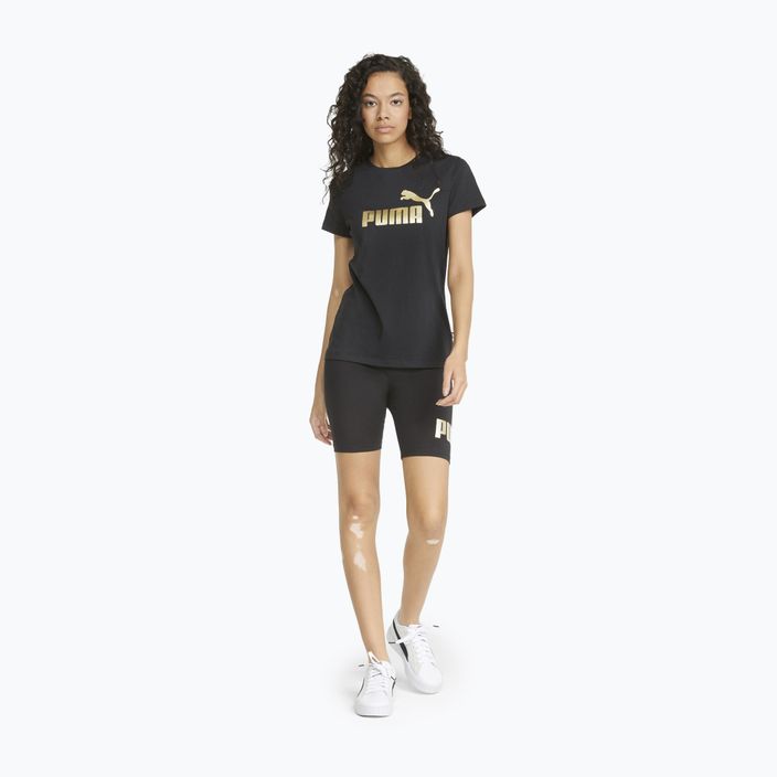 Dámské tričko  PUMA ESS+ Metallic Logo Tee puma black/gold foll 2