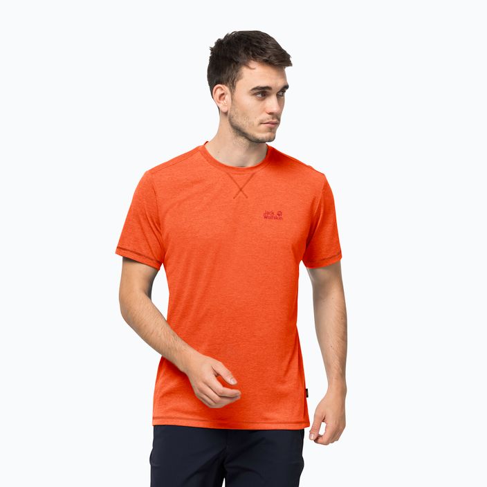 Pánské trekingové tričko Jack Wolfskin Crosstrail oranžové 1801671_3017
