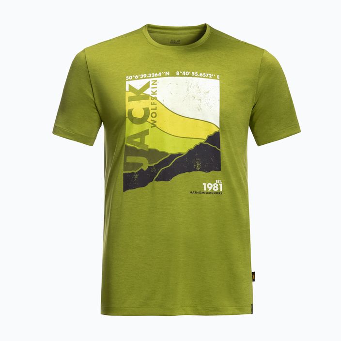 Pánské trekingové tričko Jack Wolfskin Crosstrail Graphic zelené 1801671_3017 3