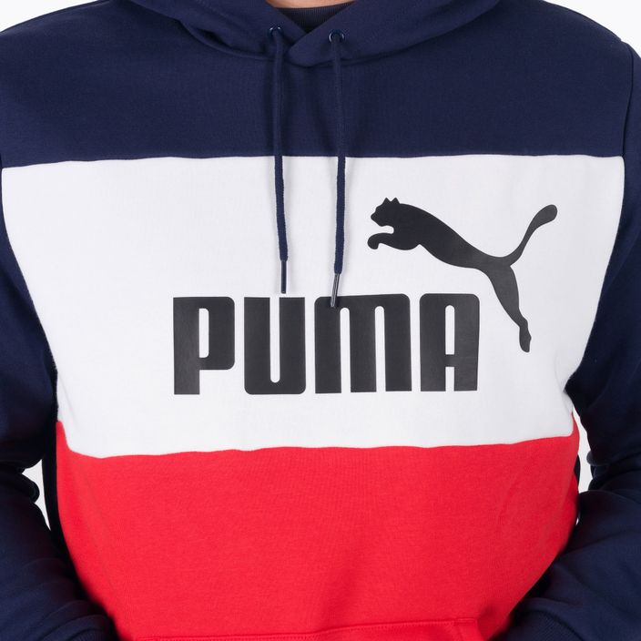 Pánská mikina Puma Ess+ Colorblock s kapucí tmavě modrá a červená 4