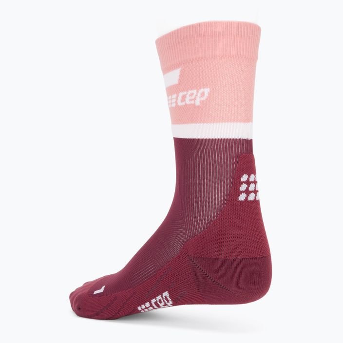 Dámské kompresní běžecké ponožky  CEP 4.0 Mid Cut rose/dark red 2