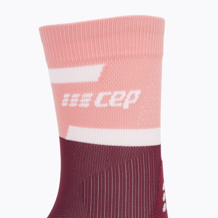 Dámské kompresní běžecké ponožky  CEP 4.0 Mid Cut rose/dark red 3