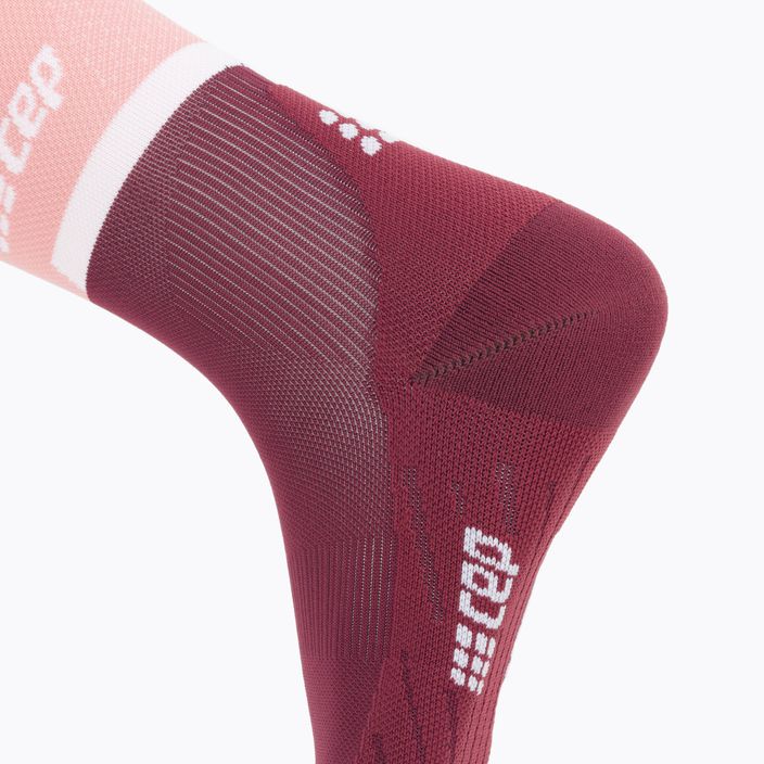 Dámské kompresní běžecké ponožky  CEP 4.0 Mid Cut rose/dark red 4