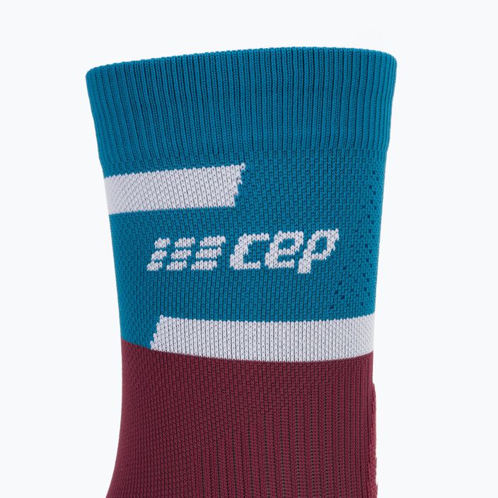 Pánské kompresní běžecké ponožky   CEP 4.0 Mid Cut petrol/dark red 3