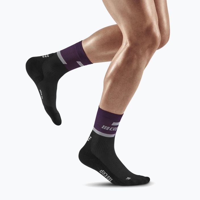Pánské kompresní běžecké ponožky   CEP 4.0 Mid Cut violet/black 5