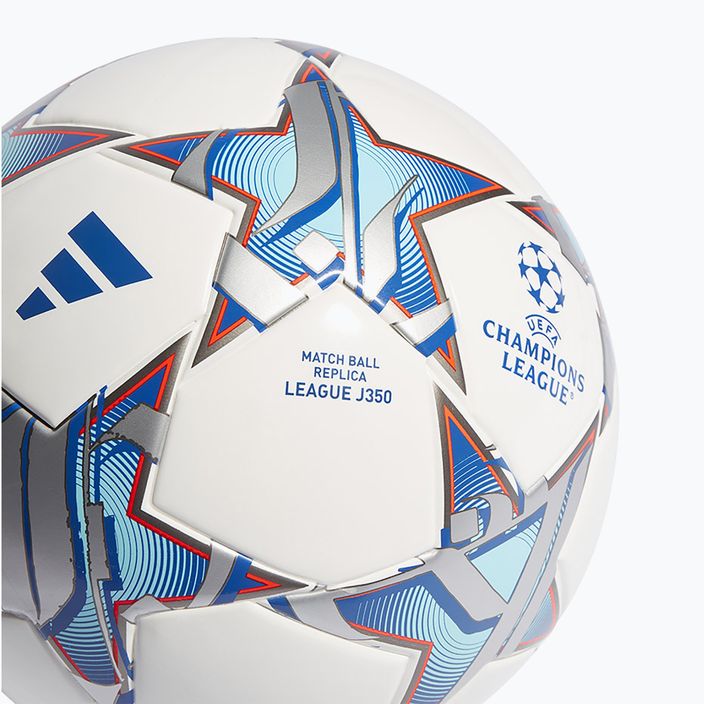 Fotbalový míč  adidas UCL League 23/24 white/silver metallic/bright cyan/royal blue velikost 5 4