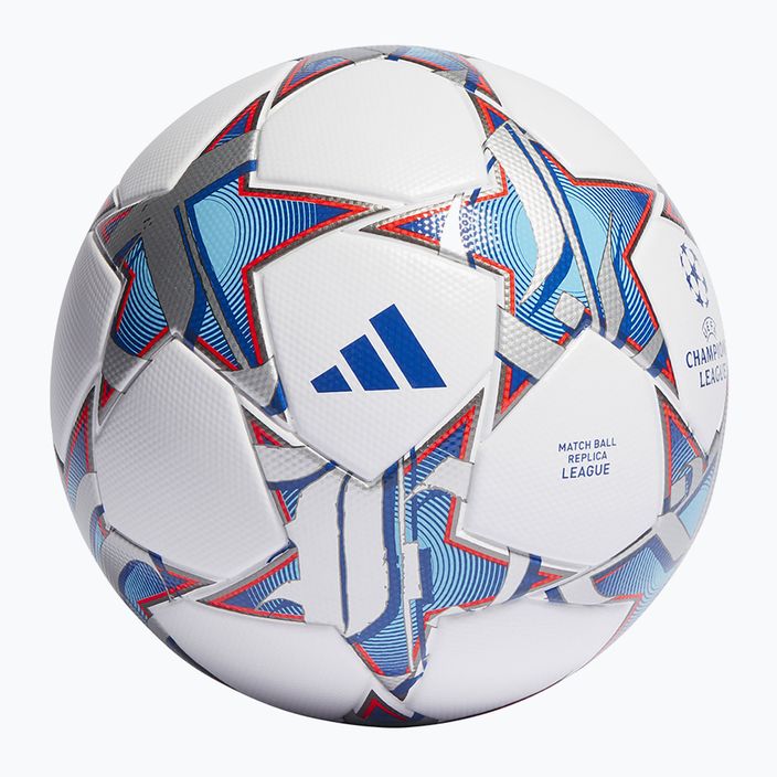 Fotbalový míč  adidas UCL League 23/24 white/silver metallic/bright cyan velikost 5