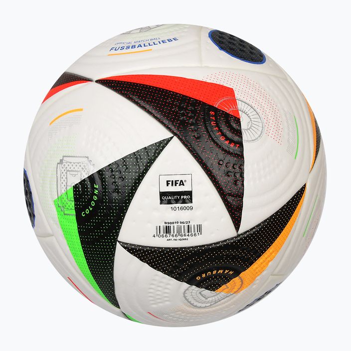 Fotbalový míč Adidas Fussballiebe Pro white/black/glow blue velikost 5 4