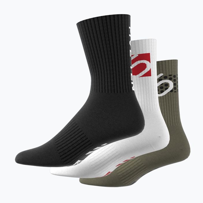 adidas FIVE TEN Cushioned Crew Sock - ponožky 3 páry olivová strata/bílá/černá 6